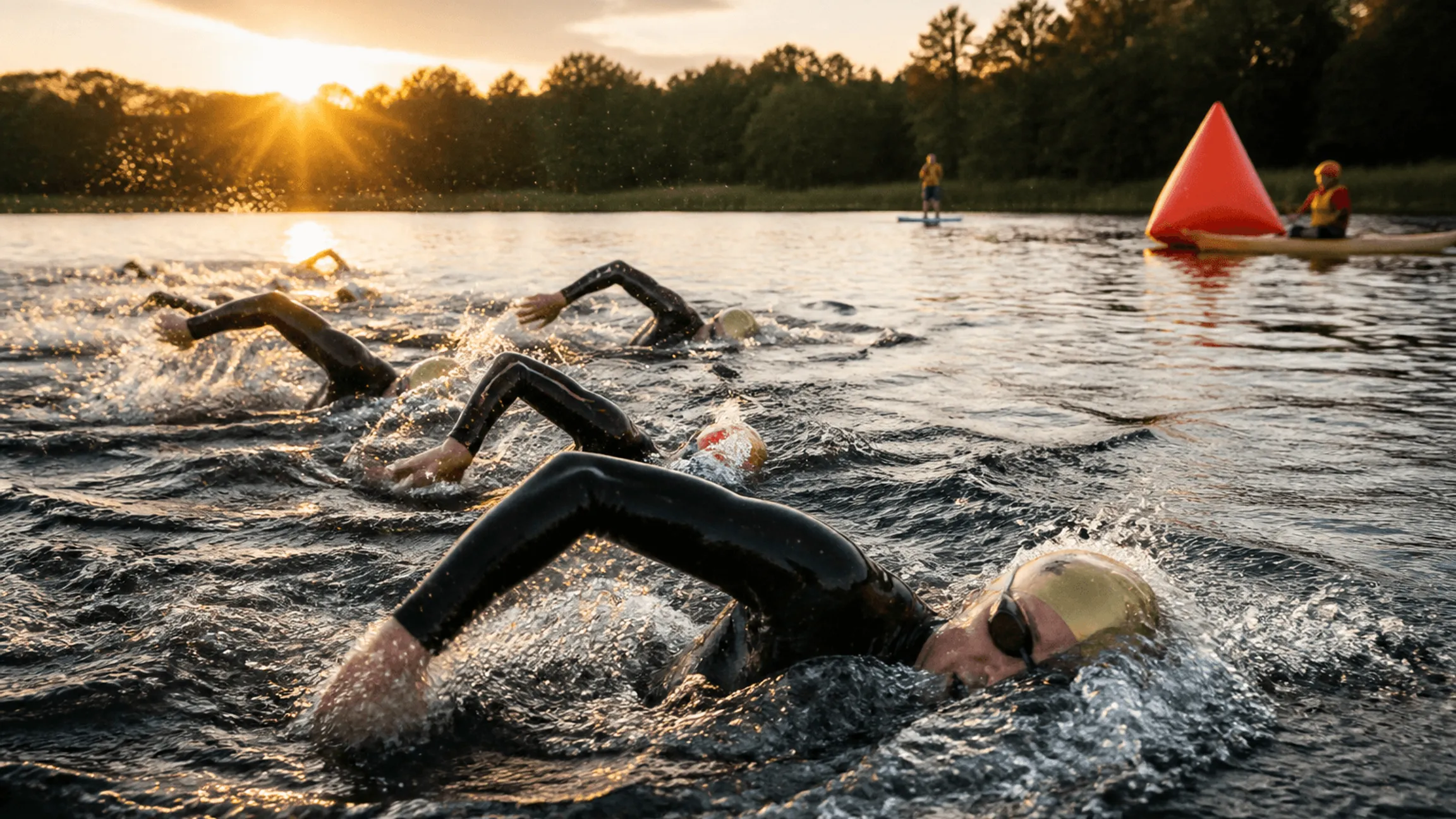 Freiwassertraining am Langener Waldsee für den Frankfurt City Triathlon 2026