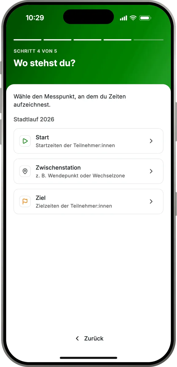 Messpunkt des Events auswählen