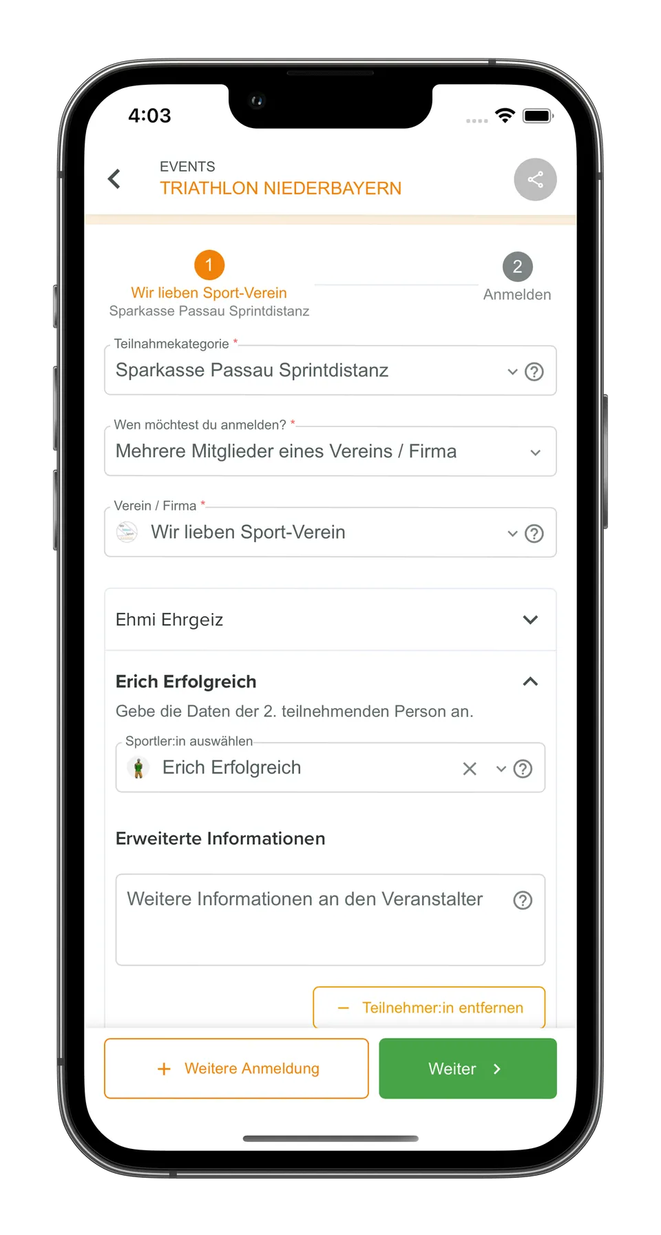 Unterstützung für Gruppen- und Vereinsanmeldungen