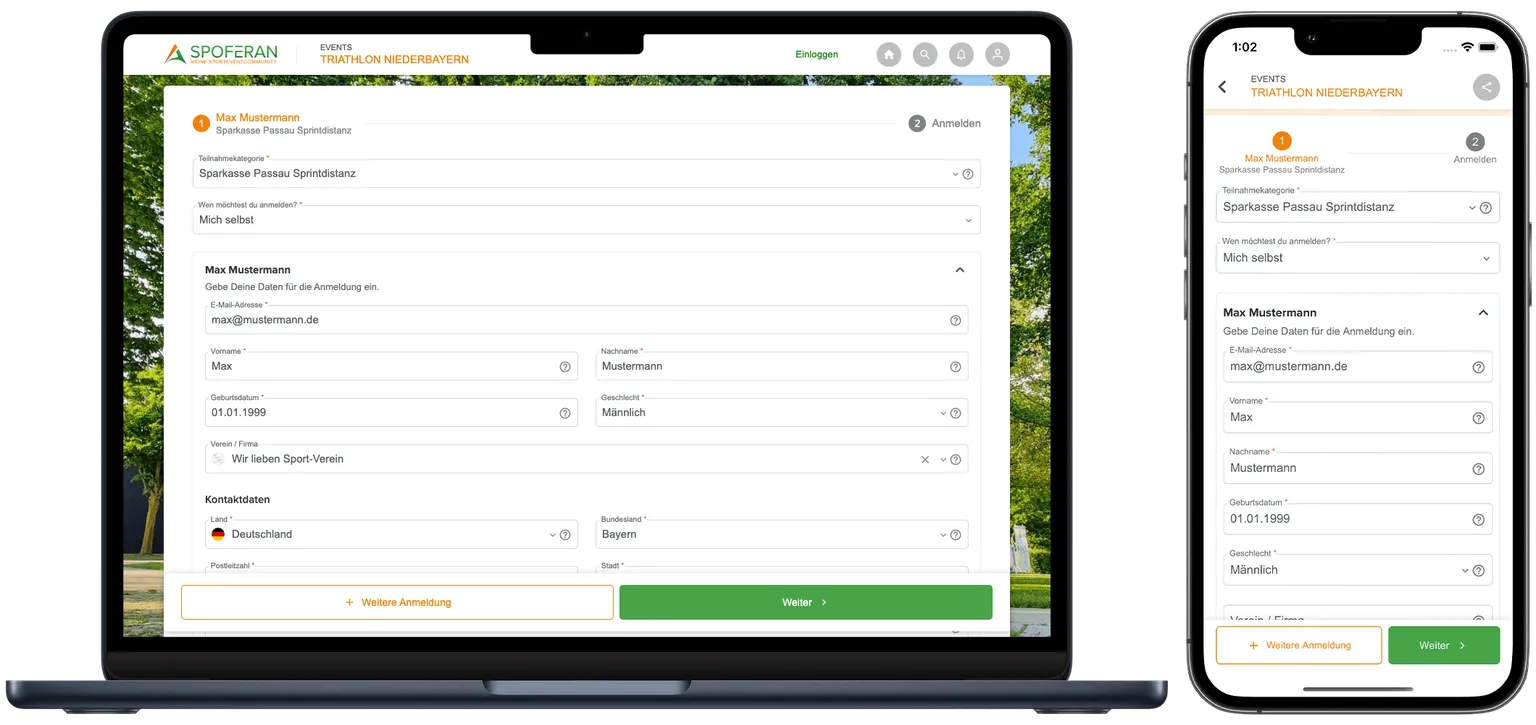 Mobil optimiertes und benutzerfreundliches Anmeldeformular